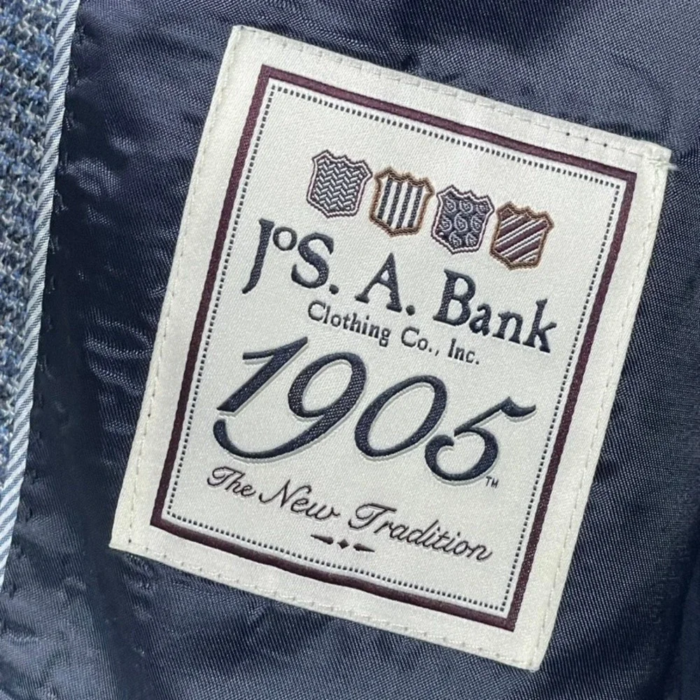 Jos. A. Bank 1905 Blazer Mens 43R Unstructured Blue Wool Silk Linen Tailored Fit